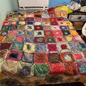 Colorful Crochet Patchwork Blanket